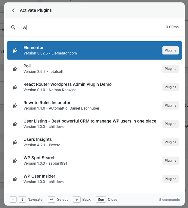 Activating plugins using commandify